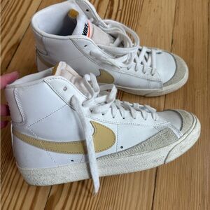 Nike Blazers White and Tan High-Top Sneakers